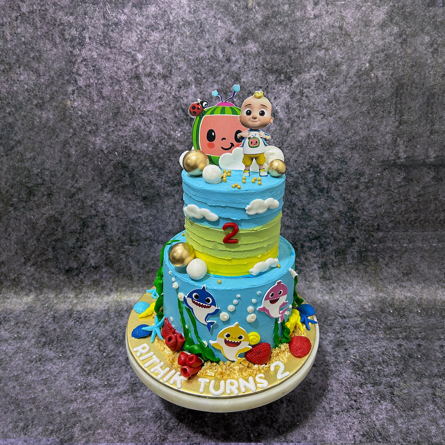 Cocomelon_#0001_Kids_Two Tier _Theme Cake