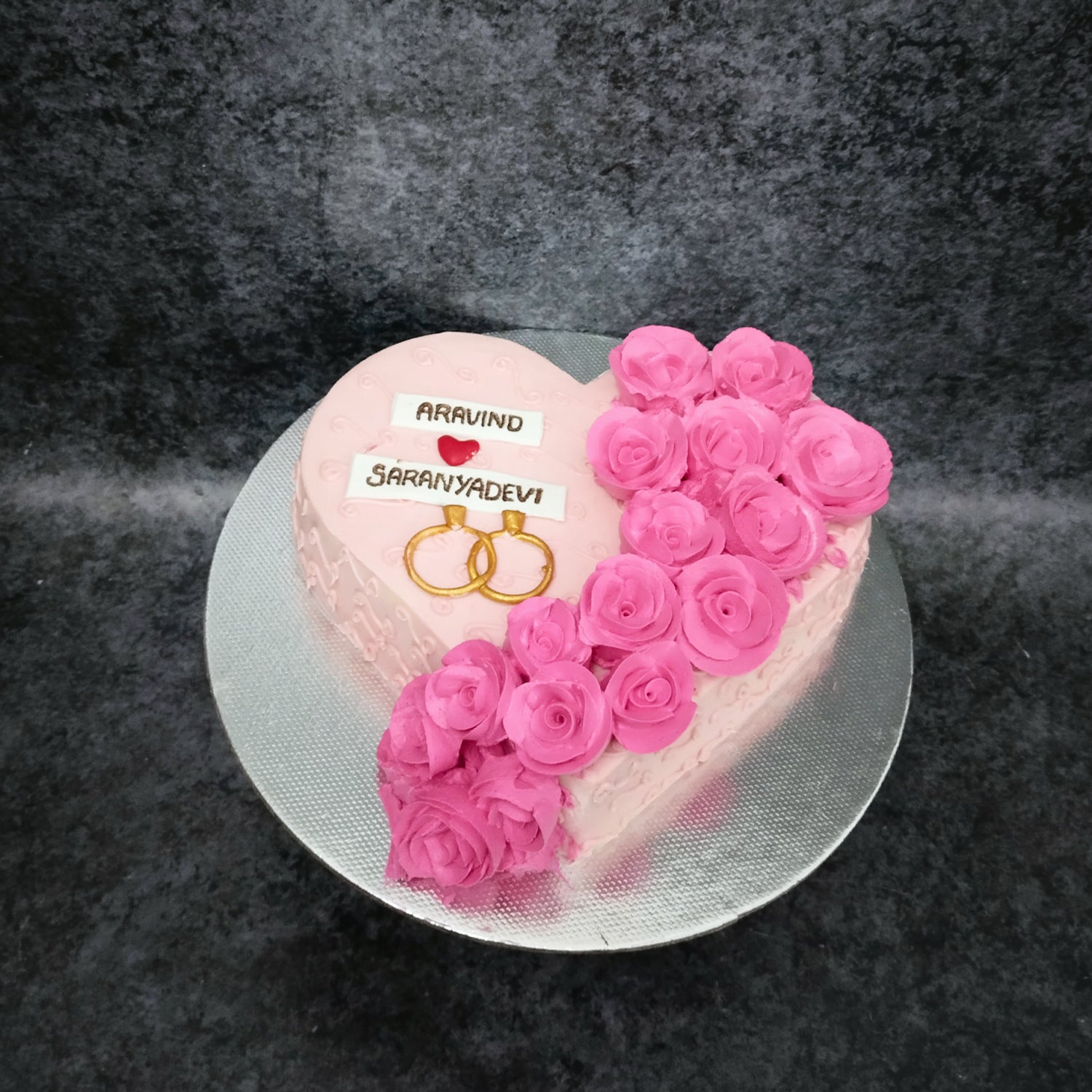 Fresh Flower Engagement Cake - Manbhari Cakes