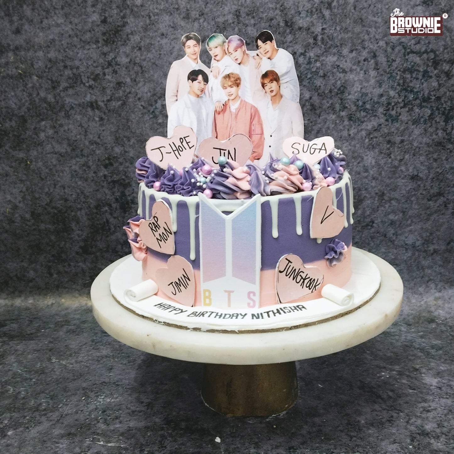 BTS  Theme_  Two Tier  Flat Cake