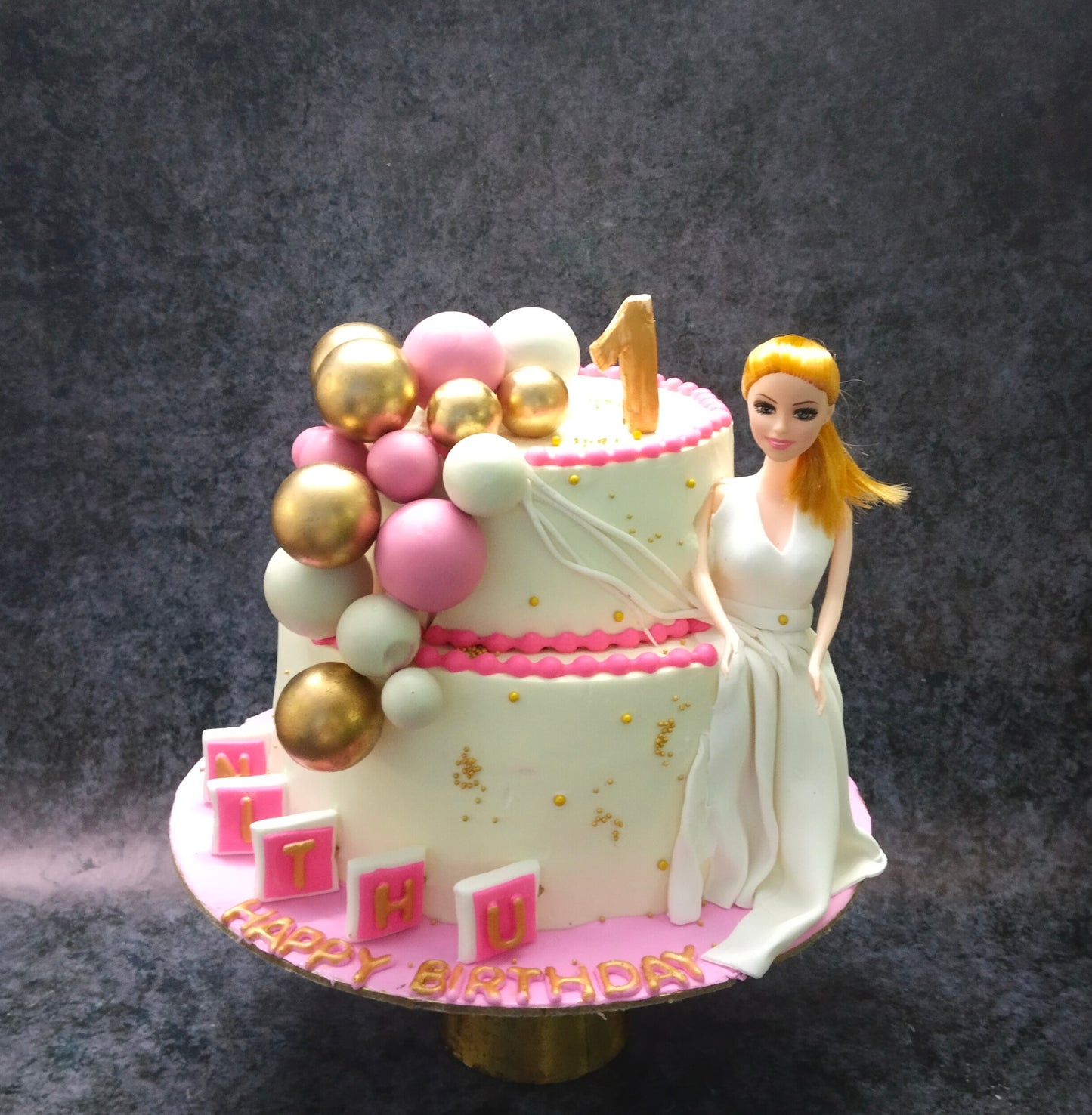 Barbie doll 2 tier cake #1000