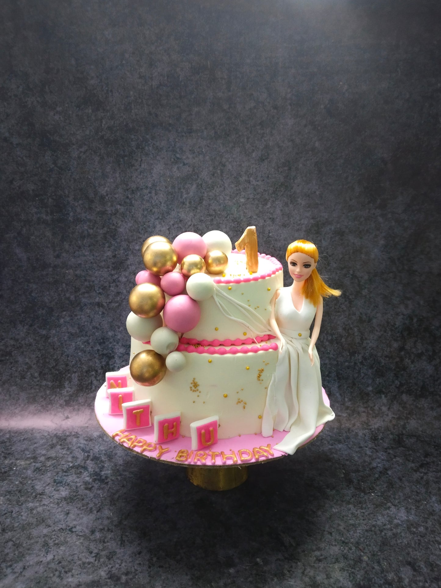 Barbie doll 2 tier cake #1000