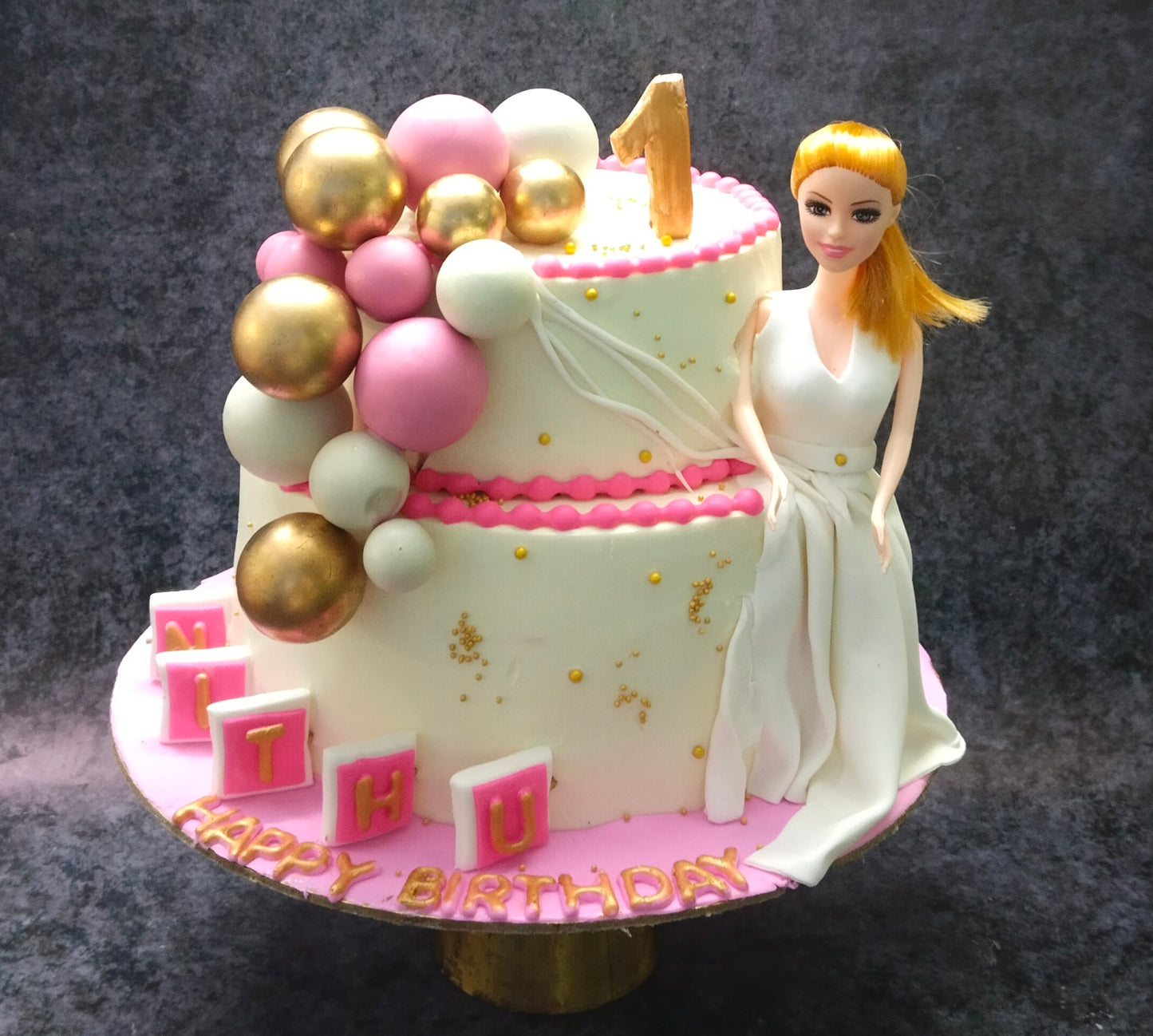 Barbie doll 2 tier cake #1000