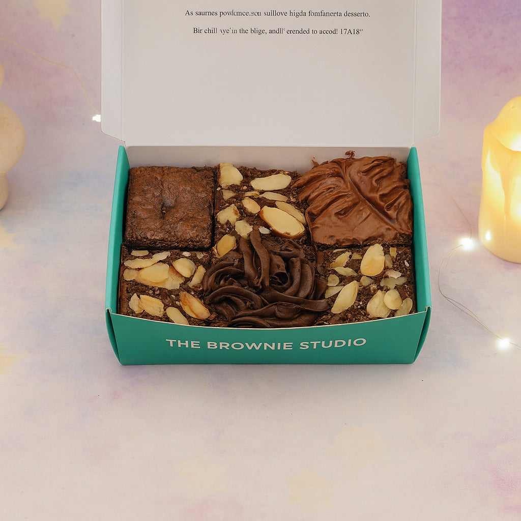 Eggless Mini Assorted Brownie Box - 6 pcs